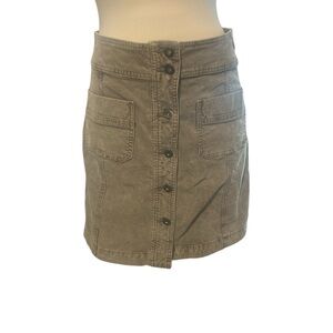 Prana Button-Front Gray Corduroy Pencil Skirt Size 4